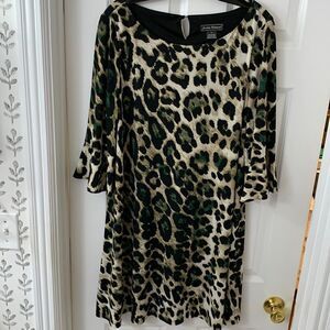 Jessica Howard size 16 leopard print dress w/ruffle bell sleeves.  Very stretchy